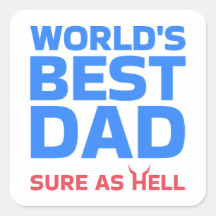 Funny World's Best Bad Blue Red Square Sticker