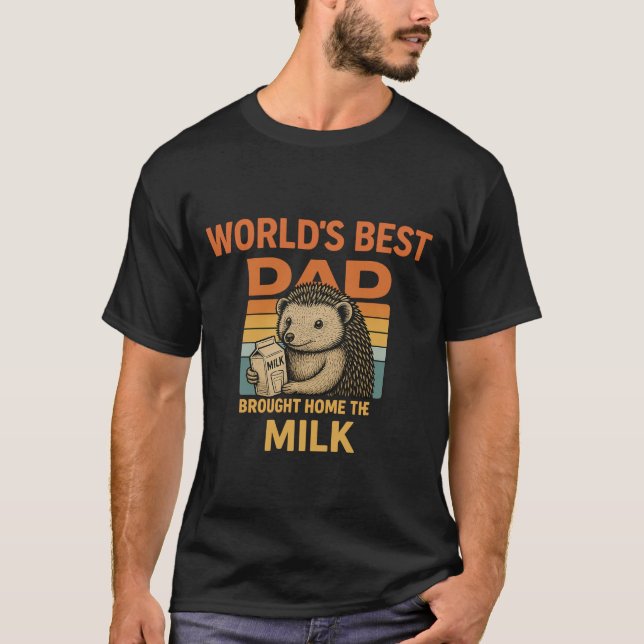 Funny World's Best Dad T-Shirt - Cute Hedgehog wit (Front)