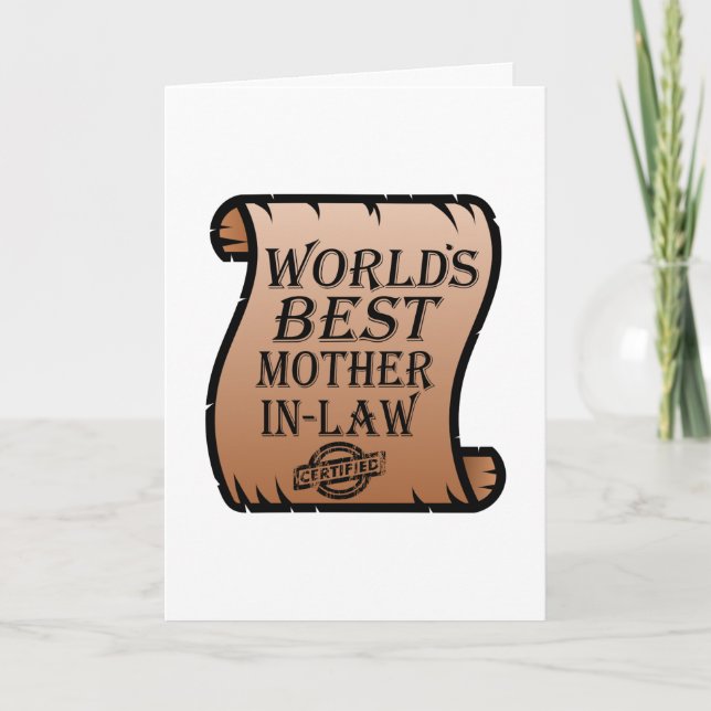 Funny Worlds Best Mother-in-law Certificate Card (Front)