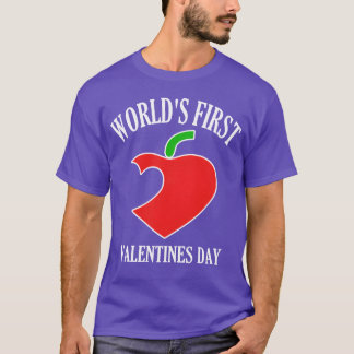 Funny Worlds First Valentines Day 80s nostalgia fa T-Shirt