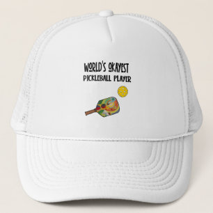 Funny World's Okayest Pickleball Player Sports Trucker Hat