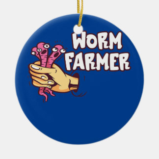Funny Worm Farmer Hand Catch Worm Composting Ceramic Ornament