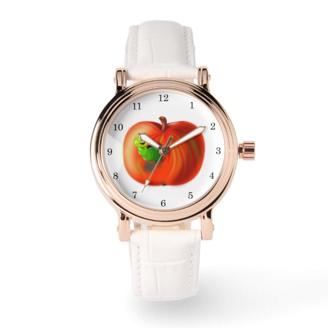 Funny Worm In Red Apple Watch (Front)