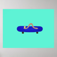 Funny worm on a skateboard