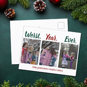 Funny Worst Year Ever Christmas Holiday Humour Postcard