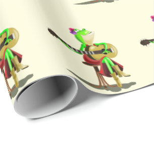 Funny Wrapping Paper with Frog Playing Guitar