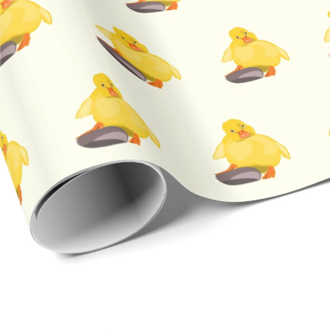 Funny Wrapping Paper with Yellow Ducks (Roll Corner)