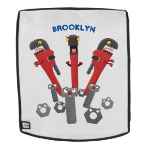 Funny wrench monster tools humour cartoon backpack