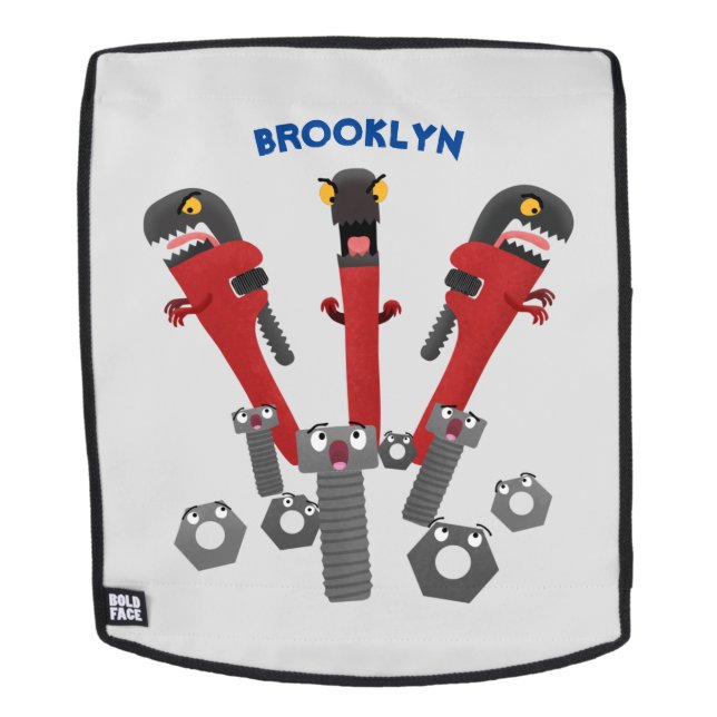 Funny wrench monster tools humour cartoon backpack (Removable Face)