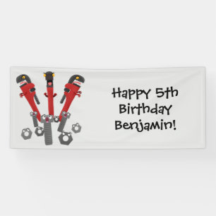 Funny wrench monster tools humour cartoon  banner
