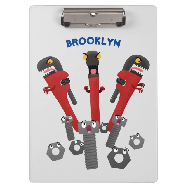 Funny wrench monster tools humour cartoon clipboard (Front)