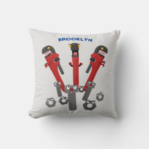 Funny wrench monster tools humour cartoon  cushion