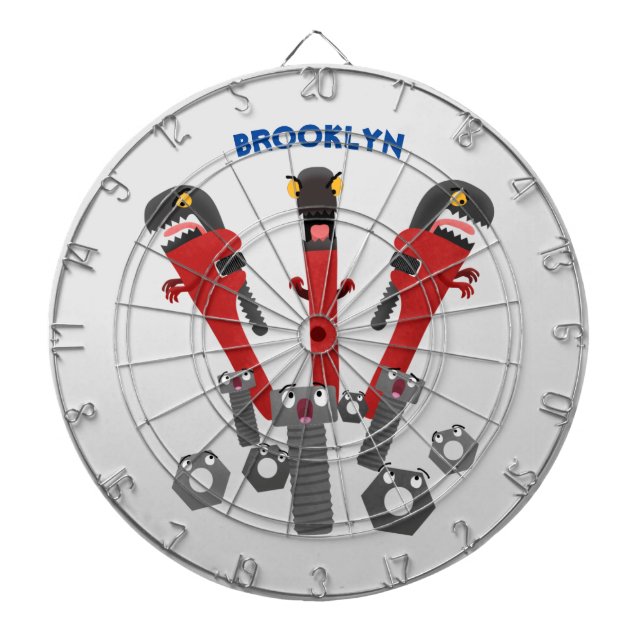 Funny wrench monster tools humour cartoon dartboard (Front)