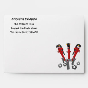 Funny wrench monster tools humour cartoon envelope