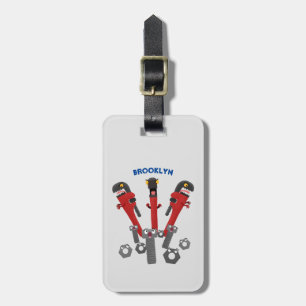 Funny wrench monster tools humour cartoon luggage tag