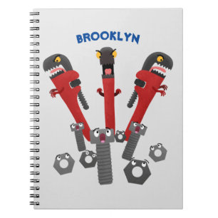Funny wrench monster tools humour cartoon notebook