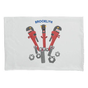 Funny wrench monster tools humour cartoon pillowcase