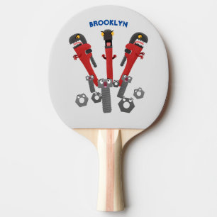 Funny wrench monster tools humour cartoon ping pong paddle