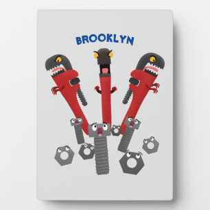 Funny wrench monster tools humour cartoon  plaque