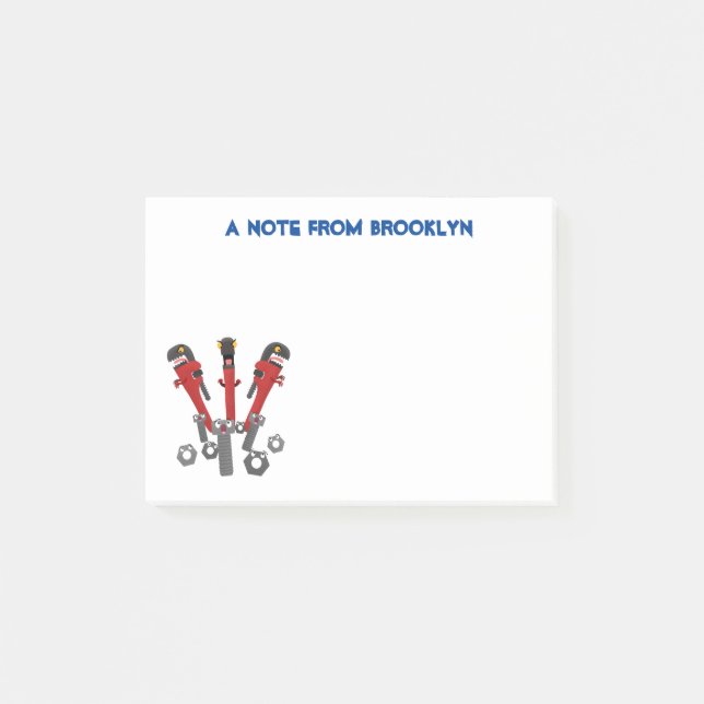 Funny wrench monster tools humour cartoon  post-it notes (Front)