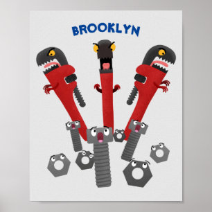 Funny wrench monster tools humour cartoon  poster