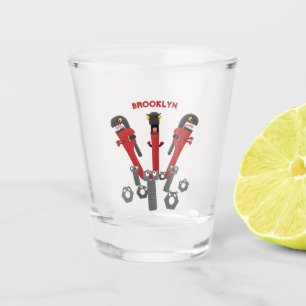 Funny wrench monster tools humour cartoon shot glass