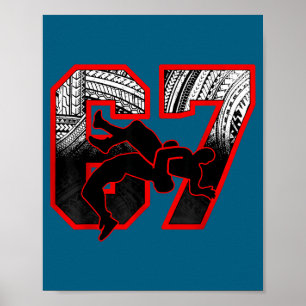 Funny Wrestling 67 Six Seven Meme Mens Boys Poster