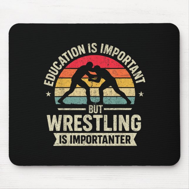 Funny Wrestling Education Joke For Wrestler Men Ki Mouse Pad (Front)