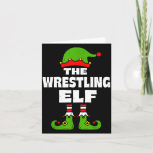 Funny Wrestling Elf Christmas Wrestler Mens Womens Card