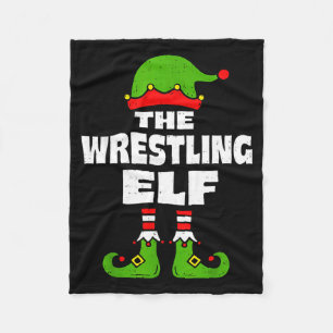 Funny Wrestling Elf Christmas Wrestler Mens Womens Fleece Blanket