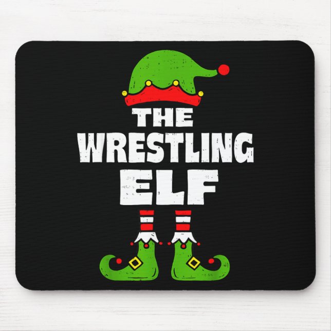 Funny Wrestling Elf Christmas Wrestler Mens Womens Mouse Pad (Front)