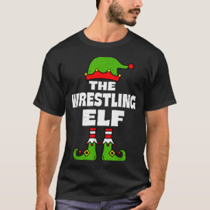 Funny Wrestling Elf Christmas Wrestler Mens Womens T-Shirt