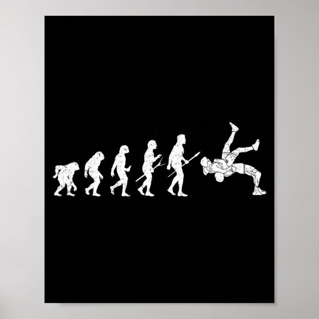 Funny Wrestling Evolution of Wrestler Martial Arts Poster (Front)