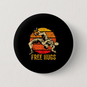 Funny Wrestling Hugs Wrestling Mom Men Boys Kids  6 Cm Round Badge