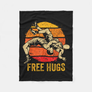 Funny Wrestling Hugs Wrestling Mom Men Boys Kids Fleece Blanket