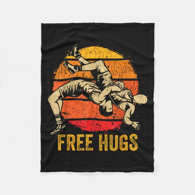 Funny Wrestling Hugs Wrestling Mom Men Boys Kids  Fleece Blanket (Front)