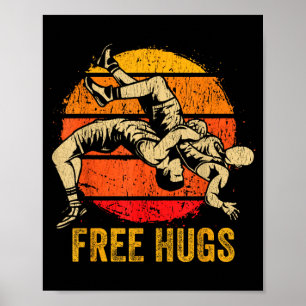 Funny Wrestling Hugs Wrestling Mom Men Boys Kids  Poster