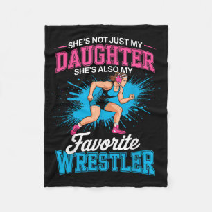 Funny Wrestling Mum Dad Daughter Girl Wrestler Fleece Blanket