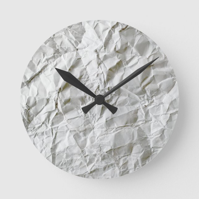 Funny wrinkled paper round clock (Front)