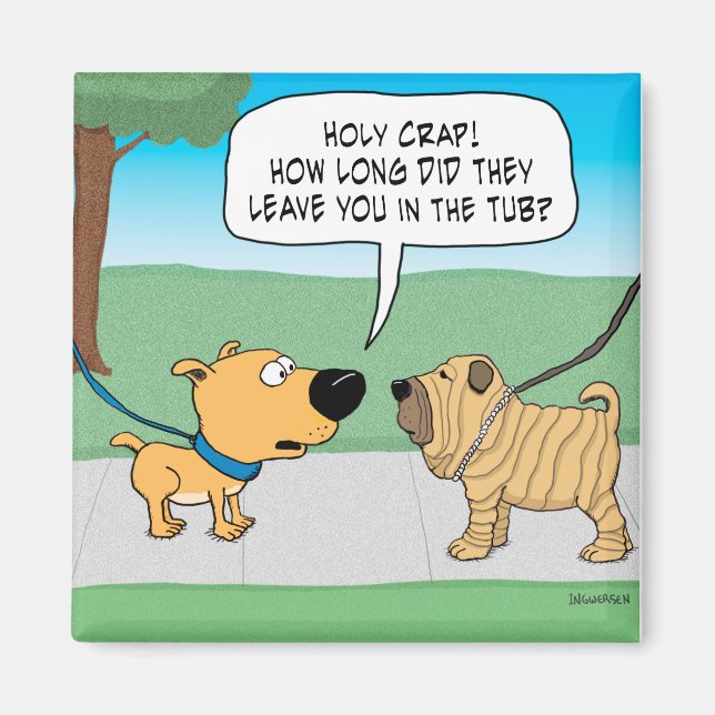 Funny Wrinkly Shar-Pei Dog Fridge Magnet (Front)