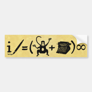 Funny Writer Monkey Typewriter Equation Bumper Sticker