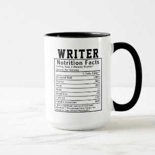 Funny Writer Nutrition Facts Staff Worker Gift Mug