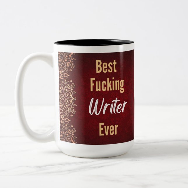 Funny Writer Quote Bold Typography Design Two-Tone Coffee Mug (Left)