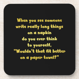 Funny Writing on a Napkin Joke Coaster