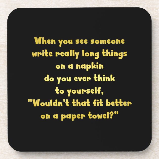 Funny Writing on a Napkin Joke Coaster (Front)