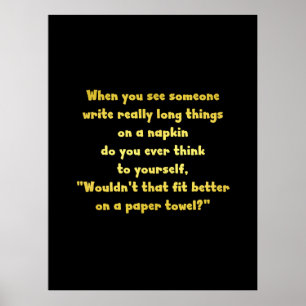 Funny Writing on a Napkin Joke Poster