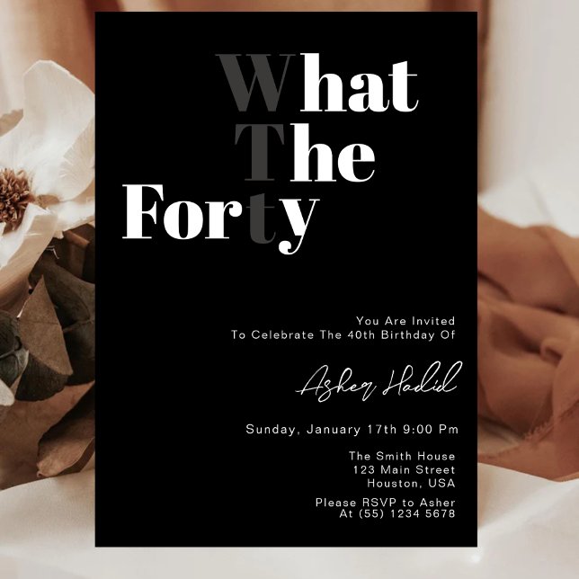 Funny WTF Adult 40th Birthday  Invitation (Creator Uploaded)