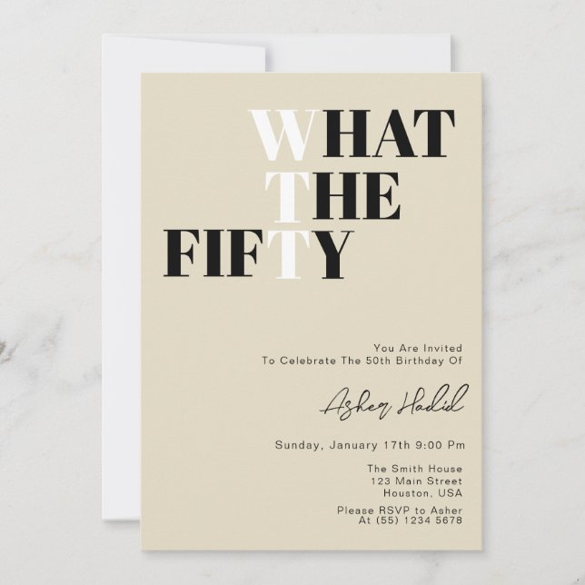 Funny WTF Adult 50th Birthday  Invitation (Front)