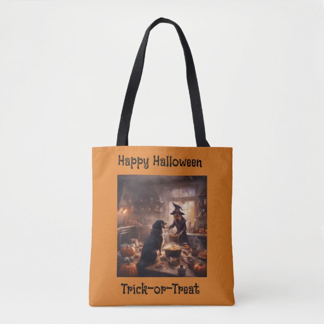 Funny Wtich dog and friend raid the Kitchen Tote Bag (Front)