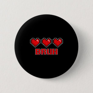 Funny Xel Hearts Gamer Bruh, Valentines Video Game 6 Cm Round Badge